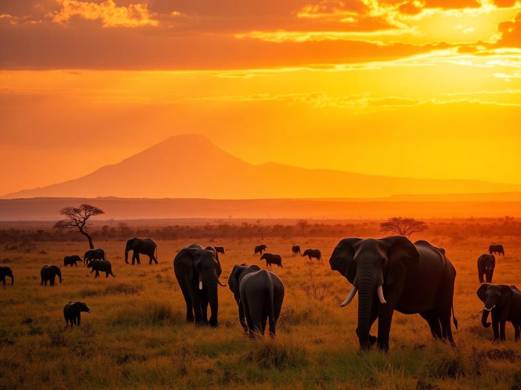 Kenya savannah with Kilimanjaro in the background